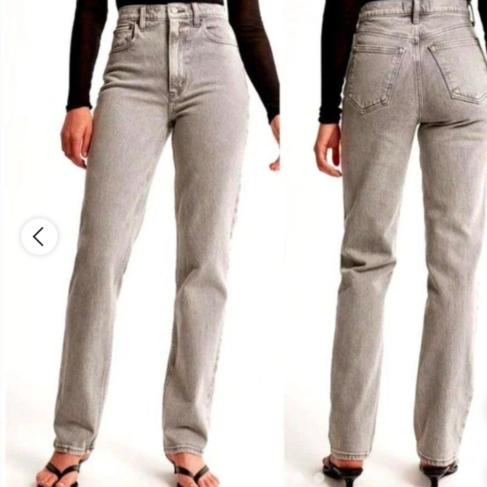 Abercrombie ultra high rise straight leg jeans- gray